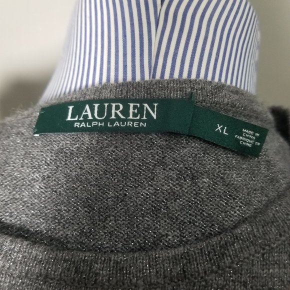 Lauren Ralph Lauren Gray Sparkle Sleeveless Shirt - Picture 6 of 8